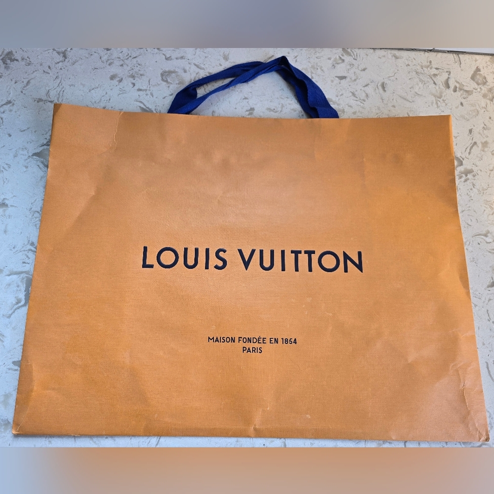 Louis Vuitton Large Shopping Bag with Navy Handles. 23.25" wide x 17.75" tall